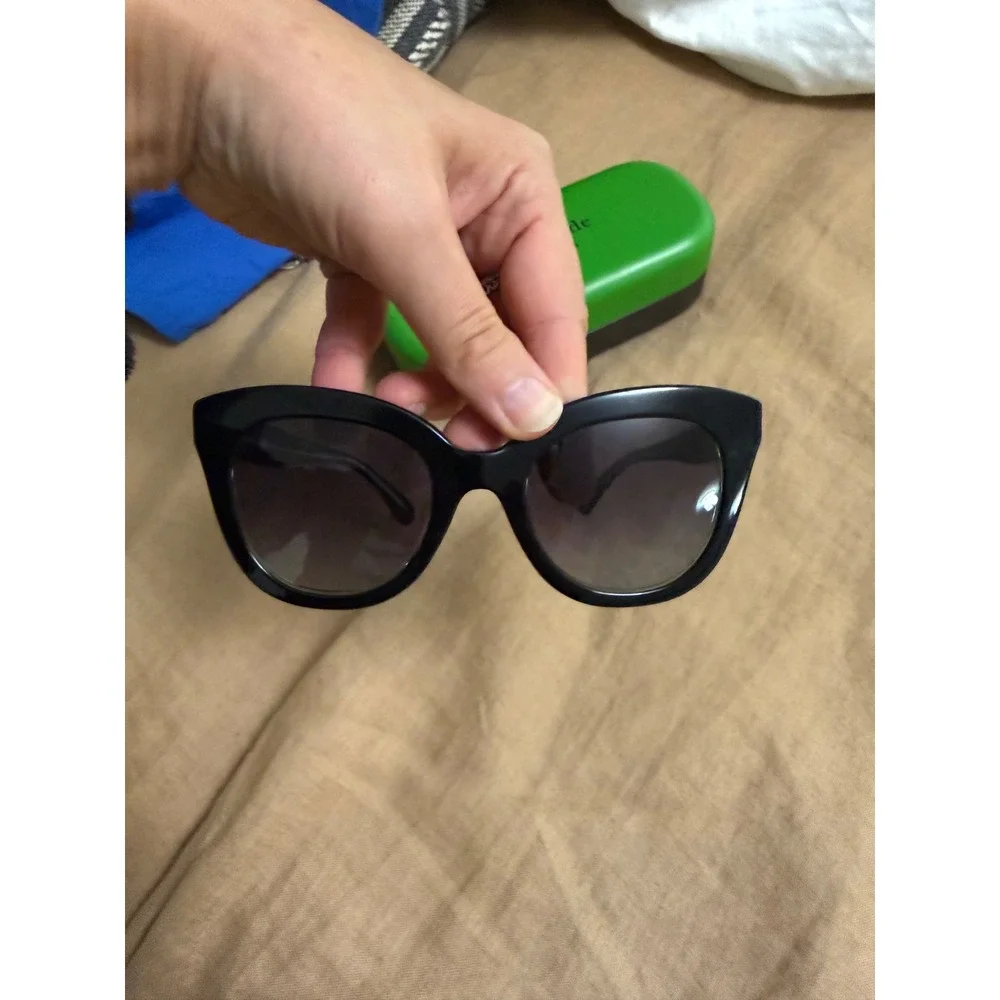 Kate Spade Belah/S Black Cat Eye Sunglasses Gold Glitter Detail